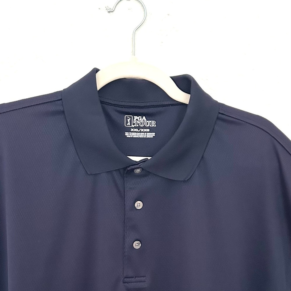 PGA Tour Relaxed Fit Golf Shirt Polo Short Sleeve Stretch Navy Blue Size XXL - Picture 4 of 11